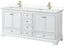 Deborah Classic White 72" Double Vanity with Cultured Marble Top and Gold Trim