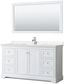 Avery 60" White Vanity with Carrara Marble Top and Mirror