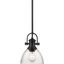 Hines Transitional Black Mini Pendant with Seeded Glass