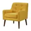 Mid-Century Modern Yellow Fabric Accent Armchair with Button Tufted Back