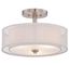 Sand Coal Translucent Silver Linen Drum Semi Flush Mount Light