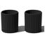 Roman Column Inspired Black Plastic-Stone 6" Planter Pair