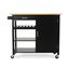 Black and Natural Wood Kitchen Cart with Storage