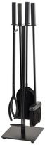 Modern Black Steel 5-Piece Fireplace Tool Set with Stand