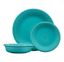 Turquoise and White Ceramic 3-Piece Fluted Dinnerware Set