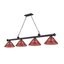 Harden Black and Red 43" Linear Chandelier with Drum Shades