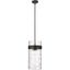 Fontaine Transitional 4-Light Matte Black Pendant with Ripple Glass Shade