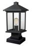 Black Cast Aluminum Outdoor Pier Mount Lantern with Clear Glass