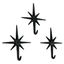 Black Cast Iron Atomic Starburst Wall Hooks Set of 3