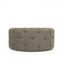 Luxurious Grey Linen 31" Round Tufted Oak Ottoman