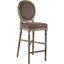 Gray Linen and Limed Oak Round Back Counter Stool