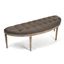 Louis Curve Tufted Bench in Aubergine Linen with Limed Grey Finish