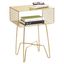 Soft Brass Metal Side Table with Storage Shelf - Rectangular Design