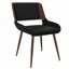 Elegant Black Faux Leather and Walnut Wood Side Chair