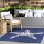 Navy and White Starfish 4' x 6' Reversible Synthetic Rug