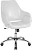 Contemporary White Leather Swivel Mid-Back Office Chair with Chrome Base