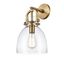 Newton Dome Brushed Brass Dimmable Wall Sconce with Clear Glass Shade