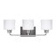 Canfield 3-Light Brushed Nickel Vanity Wall Light with Etched Glass