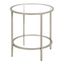 Satin Nickel 20" Round Metal & Glass Side Table with Shelf