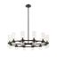 Datus Matte Black Iron Wagon Wheel Chandelier with Clear Glass Uplights