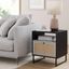 Mina Black Oak and Rattan Storage Accent Table