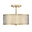 Meridian Elegance 2-Light Natural Brass Ceiling Light with Cream Fabric Shade