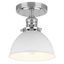 Savannah Chrome and White Semi Flush Ceiling Light Fixture