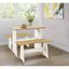 Natural and White Pine Wood Dining Table Set with Benches