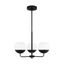 Midnight Black Steel Chandelier with Milk Glass Shades