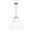 Elegant Matte White and Polished Nickel Bowl Pendant Light