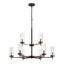 Elegant Minimalist 9-Light Brushed Bronze Chandelier with Clear Glass Shades