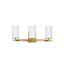 Satin Brass 3-Light Wall Bath Sconce with Etched White Glass