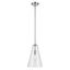 Chrome and Clear Glass Cone Pendant Light with Adjustable Height