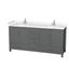 Sheffield 72" Dark Gray Double Bathroom Vanity with Marble Top