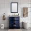 Monroe 30'' Navy Blue Solid Wood Vanity with Carrara Marble Top