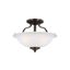 Emmons Bronze Dual Incandescent Semi-Flush Mount with Satin Etched Glass