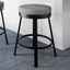 Taupe Grey Faux Leather Swivel Bar Stool with Dark Brown Metal Base