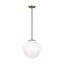 Satin Bronze Globe LED Pendant with Smooth White Glass