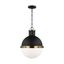 Midnight Black 18" Globe Pendant with Milk Glass Shade