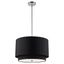 20" Black Linen Drum Pendant with Brushed Nickel Hardware