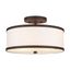 Bronze 2-Light Drum Ceiling Mount with Off-White Fabric Shade