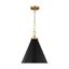 Midnight Black and Brass Cone Pendant Light