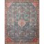 Blue and Clay Vintage Distressed Polyester Accent Rug