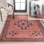 Korsa Red and Black Geometric Washable Area Rug