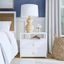 White Acacia 2-Drawer Nightstand with Brass Ring Pulls