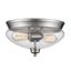 Contemporary Brushed Nickel Seeded Glass Bowl Flush Mount Light