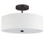 Matte Black and White Glass Drum Ceiling Light