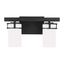 Midnight Black Robie 2-Light Vanity Fixture with Etched White Glass