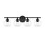 Matte Black 4-Light Bathroom Vanity Fixture with Frosted Glass Shades