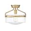 Meridian 13" Natural Brass and Clear Glass Semi-Flush Ceiling Light